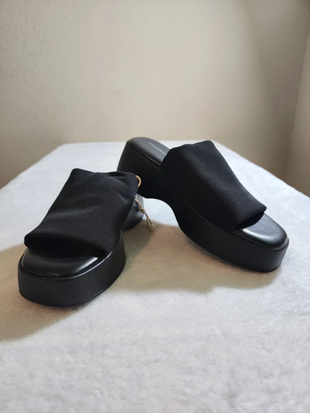 Sincerely Jules Happy Platform Slide Sandals Black Size 9 Y2K Chunky NWOT